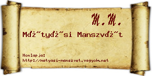 Mátyási Manszvét névjegykártya